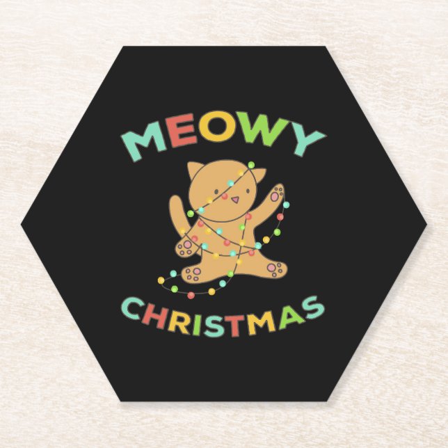 Meowy Christmas   Paper Coaster (Front)