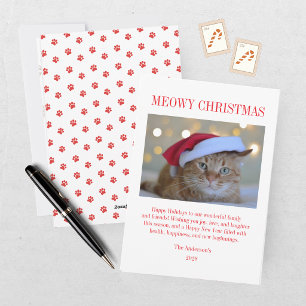 Meowy Christmas Pet Cat Photo  Holiday Card