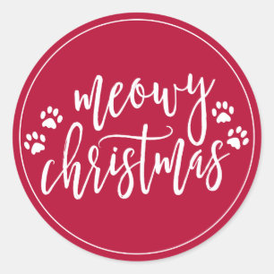 Meowy Christmas Red Holiday Envelope Seal