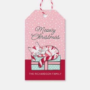 Meowy Christmas Sleeping Kitty Gift Tags