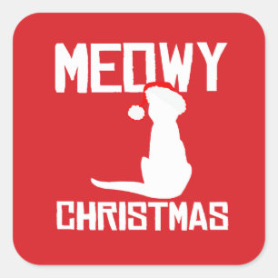 Meowy Christmas Square Sticker