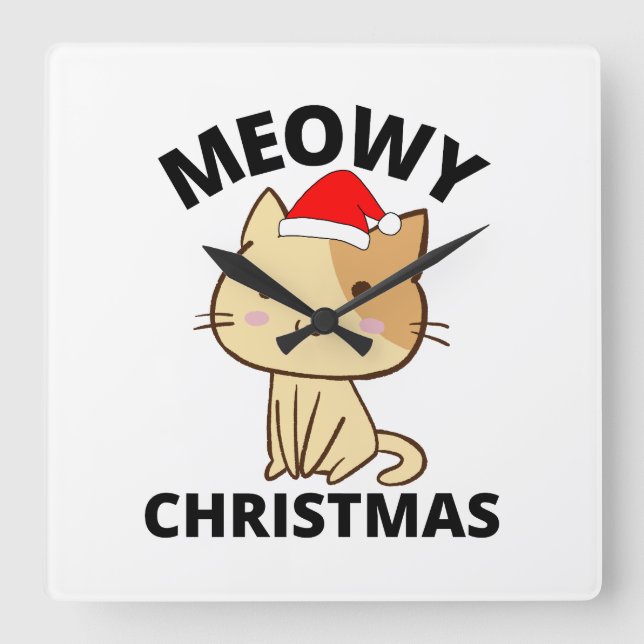 Meowy Christmas        Square Wall Clock (Front)