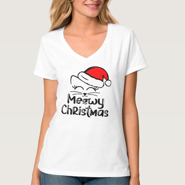 Meowy Christmas T-Shirt (Front)