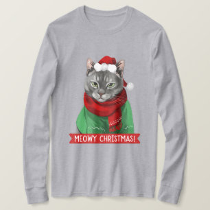 Meowy Christmas T-Shirt, Maybelle the Grey Tabby T-Shirt