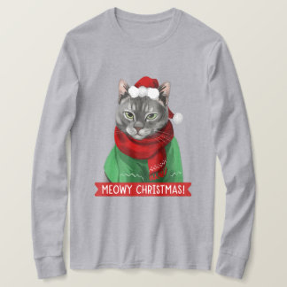 Meowy Christmas T-Shirt, Maybelle the Grey Tabby T-Shirt