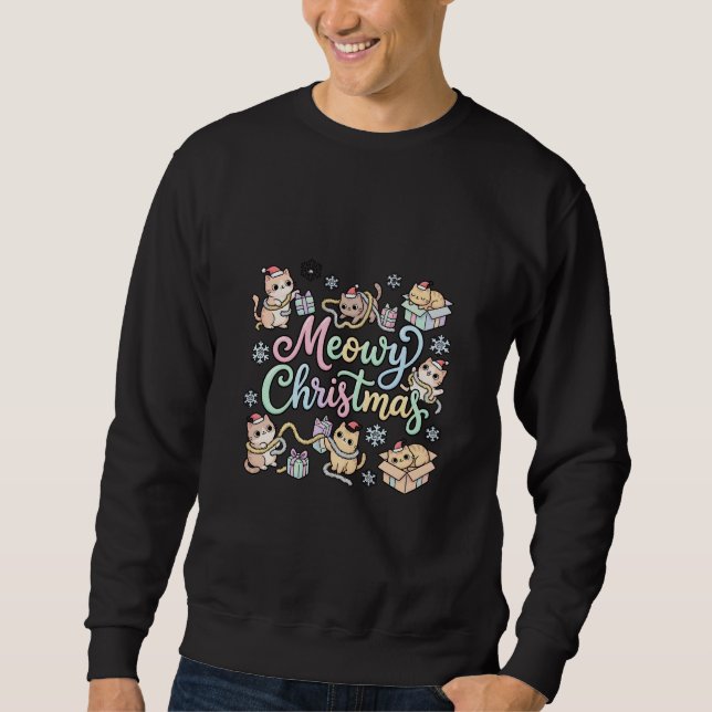 Meowy Christmas T-Shirt Sweatshirt (Front)