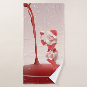 Meowy Christmas Toast Bath Towel