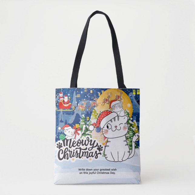 Meowy Christmas Tote Bag (Front)