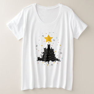 Meowy Christmas tree , funny cat christmas tree Plus Size T-Shirt