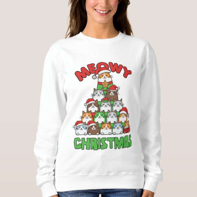 Meowy Christmas Tree Sweatshirt (Front)