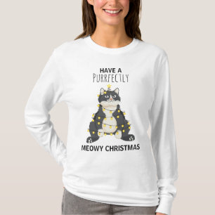 Meowy Christmas Tuxedo Cat Pun -  Pet Winter Humor T-Shirt