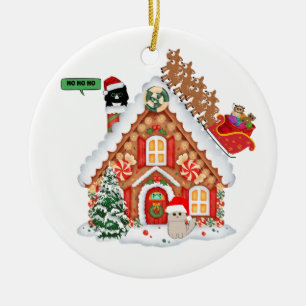 Meowy Christmas Visit From Santa Cat and Friends Ceramic Tree Decoration