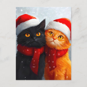 Meowy Christmas Winter Love Holiday Postcard