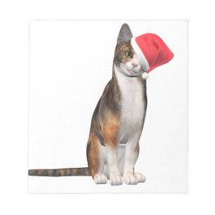 Meowy Christmas with a playful cat in a hat Notepad