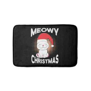 Meowy Christmas with christmas cat Bath Mat