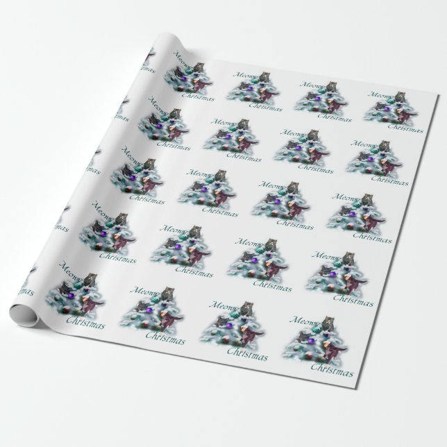 Meowy Christmas Wrapping Paper (Unrolled)
