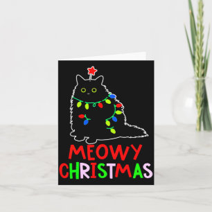 Meowy Christmas Xmas Lights Black Cat Pajamas Card