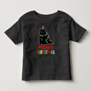 Meowy Christmas Xmas Lights Black Cat Pyjamas  Toddler T-Shirt