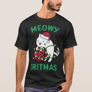 Meowy Critmas Dnd Christmas Cat T-Shirt