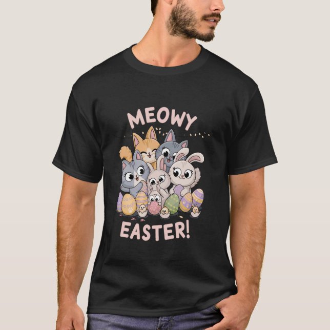 Meowy Easter Bunny Cats T-Shirt (Front)