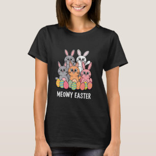 Meowy Easter Bunny Funny Cats Spring Animal Pet Wo T-Shirt