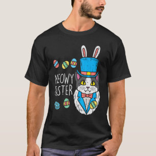 Meowy Easter Day Cat Bunny Ears Eggs Cute Pet Men  T-Shirt