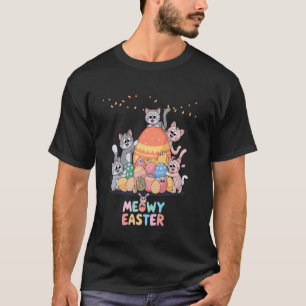 Meowy Easter Happy Easter Bunny Cats Pet T-Shirt