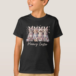 Meowy Easter Happy Easter Bunny Cats Pet Women Gir T-Shirt