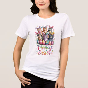 Meowy Easter Tee Funny Cat Holiday Humor Shirt