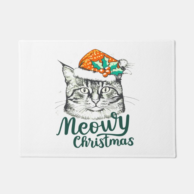 Meowy kitty Christmas   Doormat (Front)