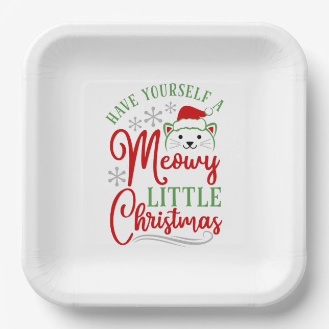 Meowy Little Christmas Paper Plate (Front)