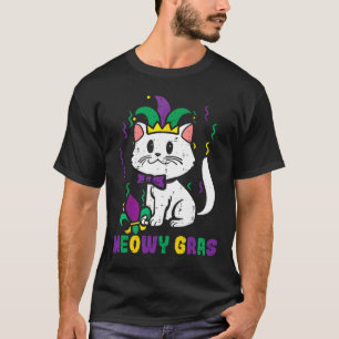 Meowy Mardi Gras Funny Nola Cat Lover Owner Girl W T-Shirt