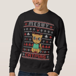 Meowy Merry Catmas - Cute Christmas Cat Ugly Sweat Sweatshirt