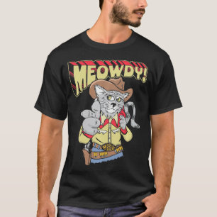 Meowy Partner Funny Cowboy Cat Retro Western Graph T-Shirt