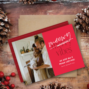 Meowy Vibes Merry Christmas Flat Photo Card