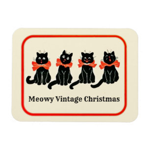 Meowy Vintage Christmas Cute Cats Magnet