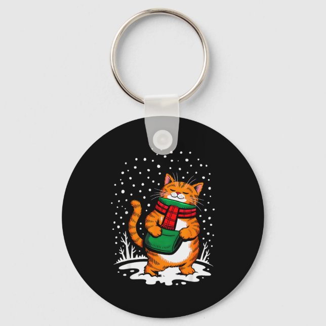 Meowy Xmas Cats Christmas Snow Kitten Funny For Ca Key Ring (Front)