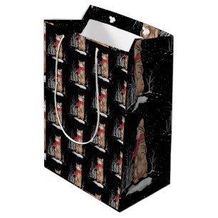 Meowy Xmas Cats Christmas Snow Kitten Funny Gift  Medium Gift Bag