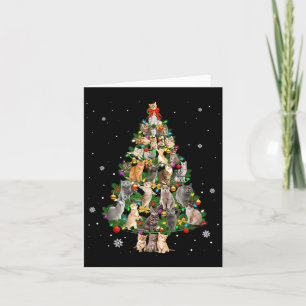 Meowy Xmas Cats Christmas Tree Lights Snow Kitten Card