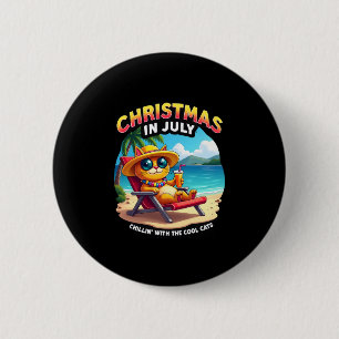 Meowy Xmas Summer Christmas In July Chillin Cool C 6 Cm Round Badge