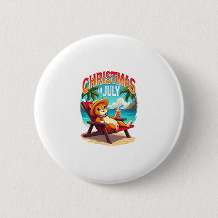 Meowy Xmas Summer Christmas In July Chillin Cool C 6 Cm Round Badge