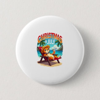 Meowy Xmas Summer Christmas In July Chillin Cool C 6 Cm Round Badge