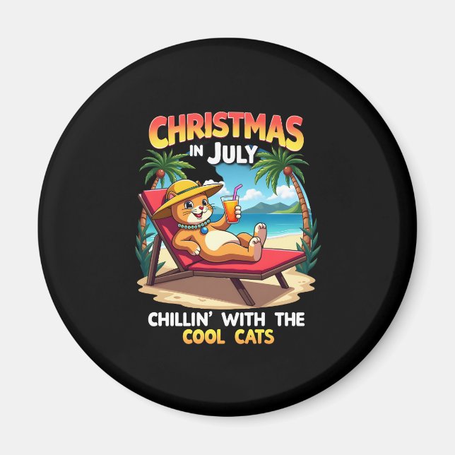 Meowy Xmas Summer Christmas In July Chillin Cool C Magnet (Front)