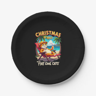 Meowy Xmas Summer Christmas In July Chillin Cool C Paper Plate