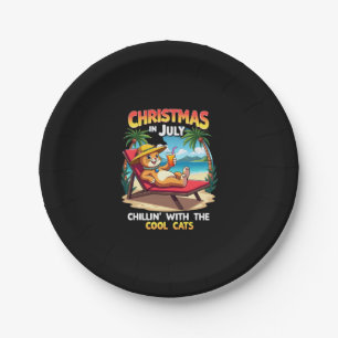 Meowy Xmas Summer Christmas In July Chillin Cool C Paper Plate