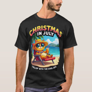Meowy Xmas Summer Christmas In July Chillin Cool C T-Shirt