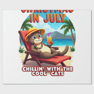 Meowy Xmas Summer Christmas In July Chillin Cool C Wrapping Paper