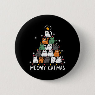 Meowys Christmas Squad Cat Santa Hats Present Anim 6 Cm Round Badge
