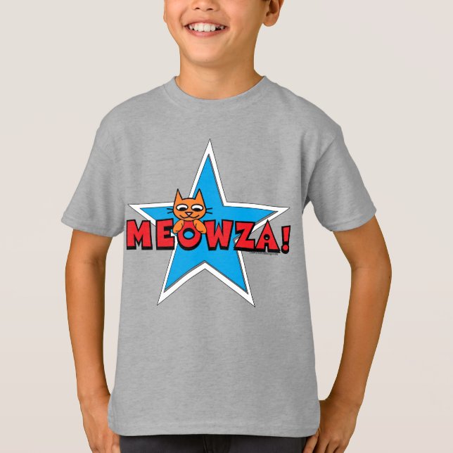 MEOWZA! Kid's Red White and Blue Cat T-Shirt (Front)