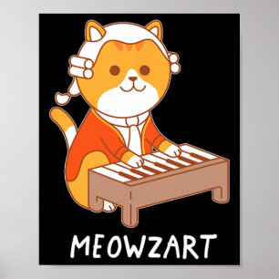 Meowzart Cat Pun Clical Music Piano Funny  Poster